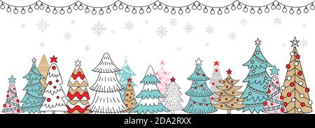 Vector horizontal winter banner Christmas tree branch Stock Vector