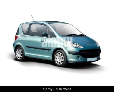 French small compact car, isolated on white background Stock Photo