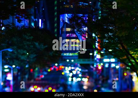 A night miniature neon street in Shibuya tiltshift Stock Photo