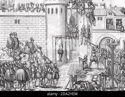 MASSACRE OF THE HUGUENOTS in Paris on St Bartholomew's Day 24 August 1572 Stock Photo