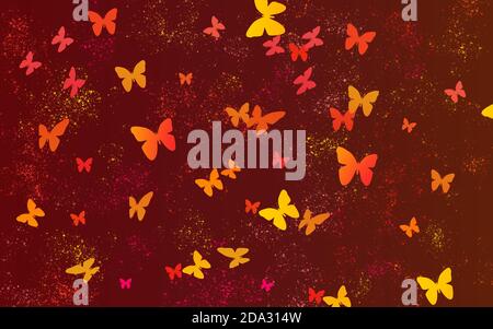colorful butterflies flying on beautiful seamless pattern with watercolors grain explosion. pretty butterfly full gradium colors Stock Photo