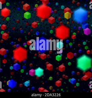 Abstract seamless flying colorful cube background. Pattern with random small colorful cubes Stock Photo