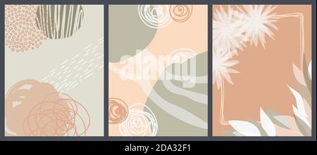 Collection of hand drawn postcards. Creative abstract art. Stock Vector