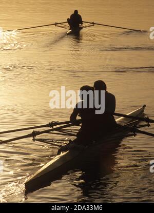 Penrith Rowing Course Sydney. AUSTRALIA, Crews boating for the morning training session as ...