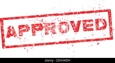 stamp approved with red text over white background. Stock Vector