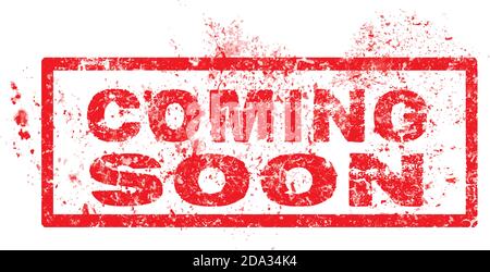 Coming soon grunge rubber stamp on white, vector illustration. Stock Vector