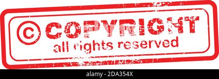 Copyright all rights reserved red stamp isolated on white background Stock Vector