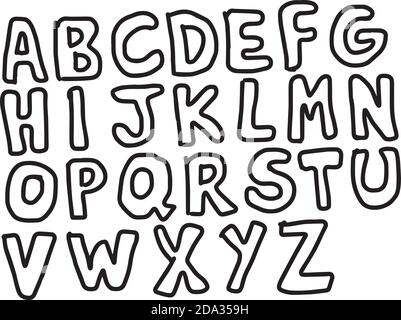 Hand drawn alphabet set. Pen texture handwriting font. Vector illustration. Stock Vector