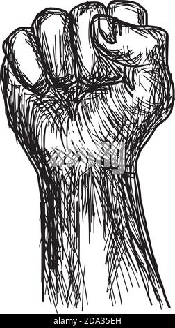 handdrawn of fist stylized vector illustration, revolution concept. Stock Vector