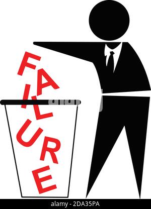 Throwing away Failure, business success concept, inspired by No Littering sign Stock Vector