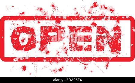 word Open Grungy ink stamp isolated on white background , vector format Stock Vector