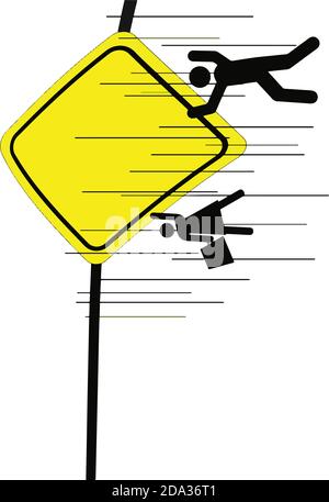 illustration vector of school area sign, with the car driving very fast so that the people in the sign blown away out of the frame Stock Vector