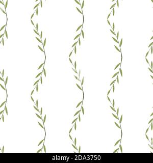 Green leaves vector wallpaper. Vintage floral background. Stock Vector