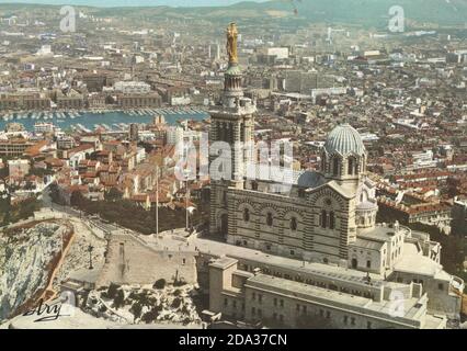 Vintage postcard of Marseille 1960s / 1970s Stock Photo