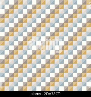 Abstract geometric pattern, diagonal diamond shapes. Geo background wallpaper. Nice retro colors - mustard yellow, turquoise teal, navy blue. Seamless Stock Vector