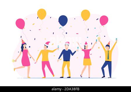 People Celebrating New Year Stock Vector