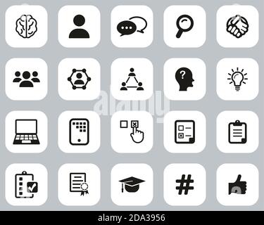 Quiz Or Pop Quiz Icons Black & White Flat Design Set Big Stock Vector