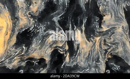 Layers of black and yellow watercolor paints. Fragment of a work of art. Abstract background Stock Photo