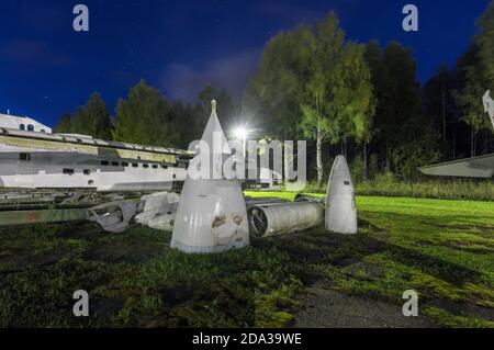 Aircraft nose cones. Taken from an abandoned Russian military aircraft Stock Photo