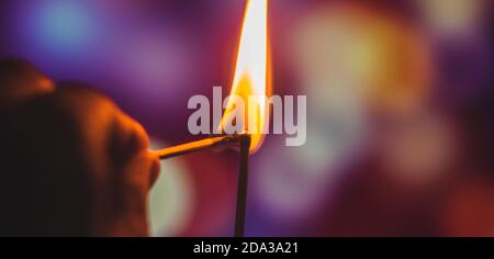 Magical photos of matches on a beautiful bright background with bright bokeh Stock Photo