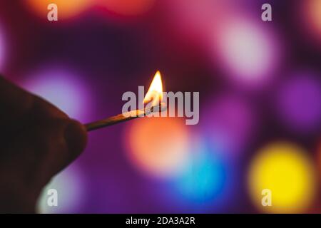 Magical photos of matches on a beautiful bright background with bright bokeh Stock Photo
