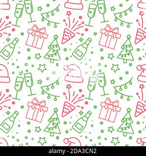 red and green light Christmas seamless pattern Stock Vector
