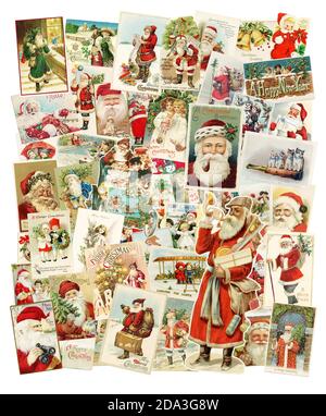 The Christmas Collage, full of vintage style Santa Clause's and happy children. An old style Christmas in a beutiful collage. Santa Claus.