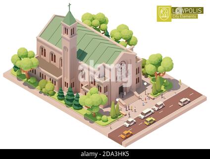 Vector isometric church or cathedral Stock Vector