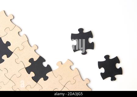 Wooden puzzle on a white background Stock Photo - Alamy