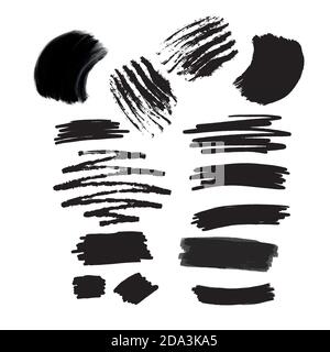 Collection of black paint, ink brush strokes,  Stock Vector