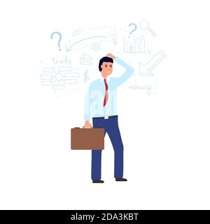 Thinking businessman standing Stock Vector