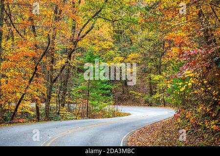 Fall foliage near Helen, Georgia, USA. Stock Photo