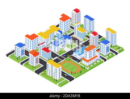 Urban landscape - modern vector colorful isometric illustration Stock Vector