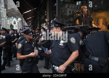 NEW YORK, USA - Sep 22, 2016: A group of policemen on the streets of New York City during the 71 th session of the UN General Assembly in New York Stock Photo