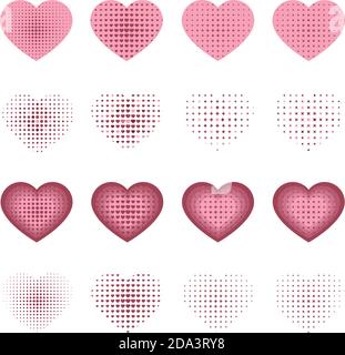 Hearts Set Vector Halftone Dynamic Symbol Stock Vector