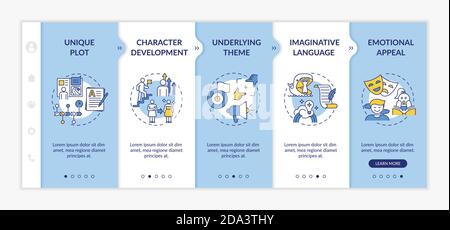Creative writing elements onboarding vector template Stock Vector