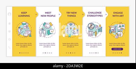 Boosting creative thinking tips onboarding vector template Stock Vector