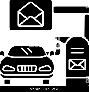Drive through mailbox black glyph icon Stock Vector
