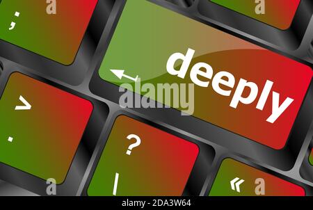 deeply word on keyboard key, notebook computer button Stock Photo