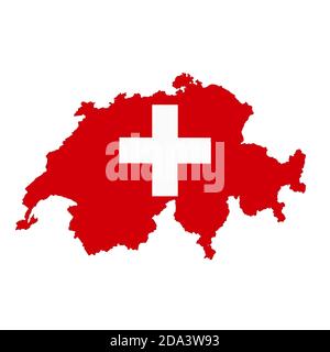 Switzerland map on white background with clipping path Stock Photo