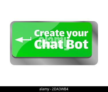 Create your chat bot . Close up of keyboard, enter computer key. Stock Photo