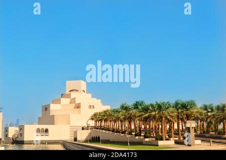 View of Museum of Islamic Arts, it is one of the main tourist attraction of Qatar. Stock Photo