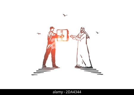 Express delivery service concept sketch. Hand drawn isolated vector Stock Vector
