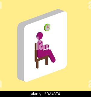 Waiting Simple vector icon. Illustration symbol design template for web mobile UI element. Perfect color isometric pictogram on 3d white square. Waiti Stock Vector