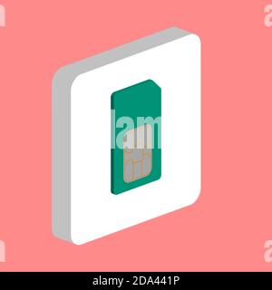 Sim card Simple vector icon. Illustration symbol design template for web mobile UI element. Perfect color isometric pictogram on 3d white square. Sim Stock Vector