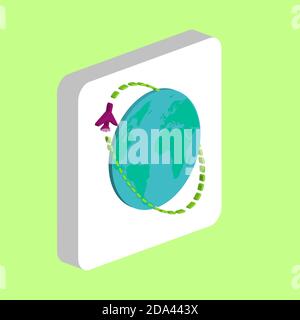 Air travel Simple vector icon. Illustration symbol design template for web mobile UI element. Perfect color isometric pictogram on 3d white square. Ai Stock Vector