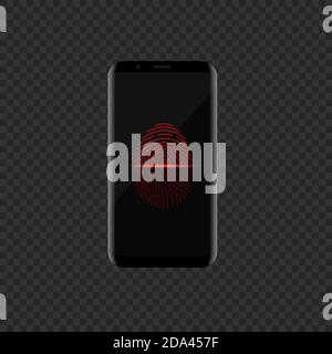 Smartpone with finger scan Stock Vector