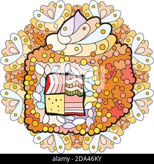 Zentangle Sushi with mandala. Hand drawn decorative vector illustration Stock Vector