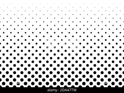 Seamless halftone vector background.Filled with black circles .Middle fade out. 25 figures in height. Stock Vector