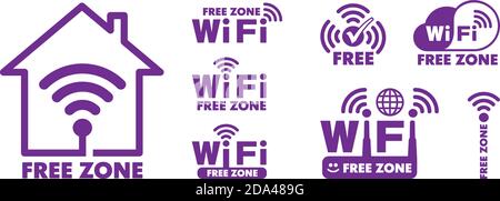 Wi-Fi free zone vector icons set Stock Vector